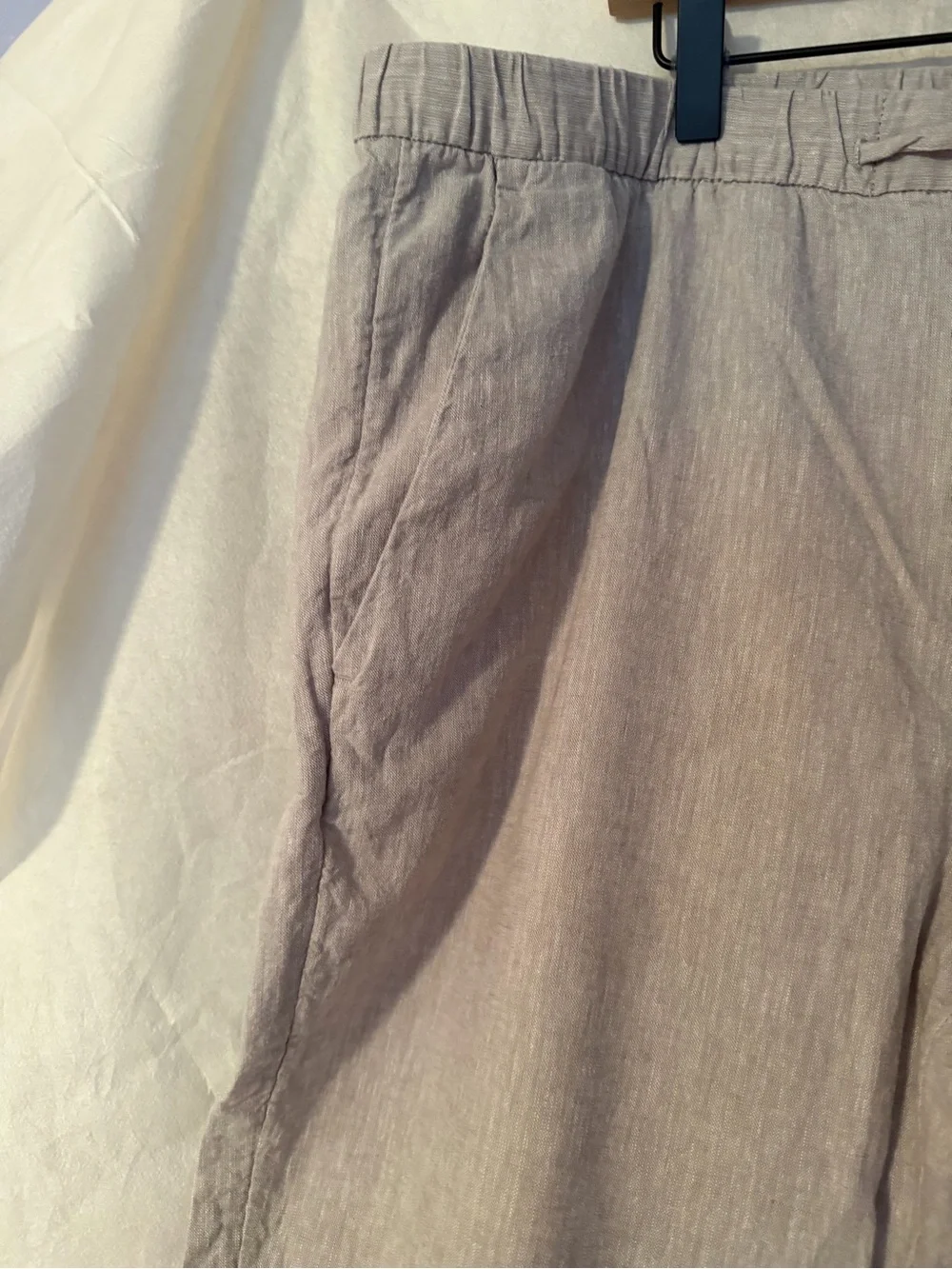 H&M Men's Light Taupe Drawstring Linen-Blend Pants